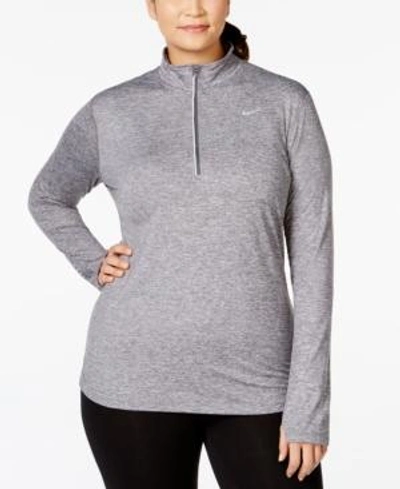 Shop Nike Plus Size Element Dri-fit Half-zip Top In Grey
