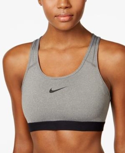 Shop Nike Women's Pro Classic Padded Mid-impact Dri-fit Sports Bra In Carbon Heather/black