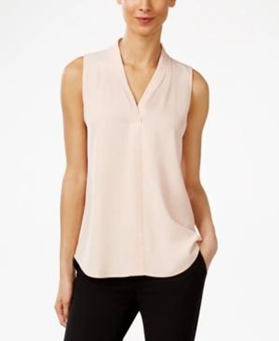 Shop Calvin Klein Pleated V-neck Shell In Blush