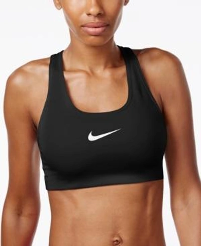 Shop Nike Pro Classic Mid-impact Swoosh Sports Bra In Black/white