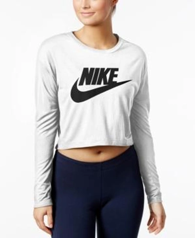 Shop Nike Sportswear Essential Long Sleeve Cropped Top In White