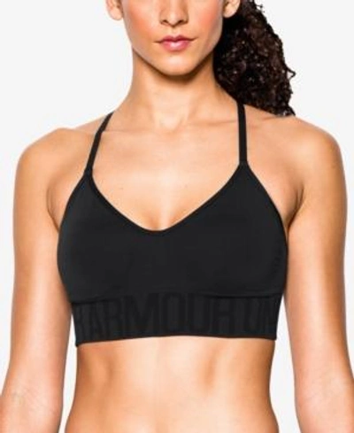 Shop Under Armour Seamless Low-impact Heatgear Sports Bra In Black