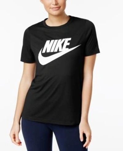 Shop Nike Sportswear Essential Logo T-shirt In Black