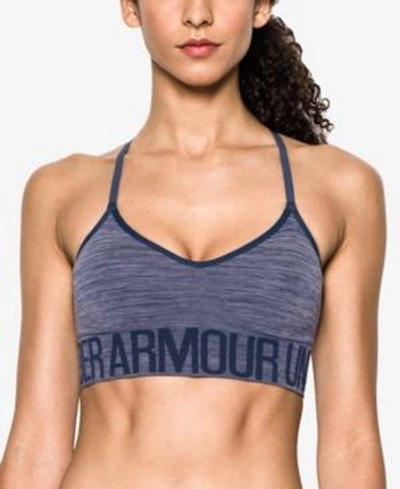 Shop Under Armour Low-impact Heathered Sports Bra In Midnight Navy