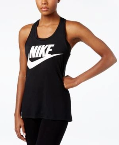 Shop Nike Sportswear Essential Racerback Tank Top In Black/white
