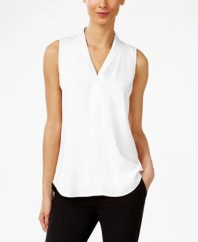 Shop Calvin Klein Pleated V-neck Shell In White