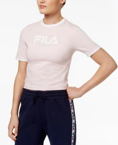 Shop Fila Tionne Cropped Logo T-shirt In Rose/white