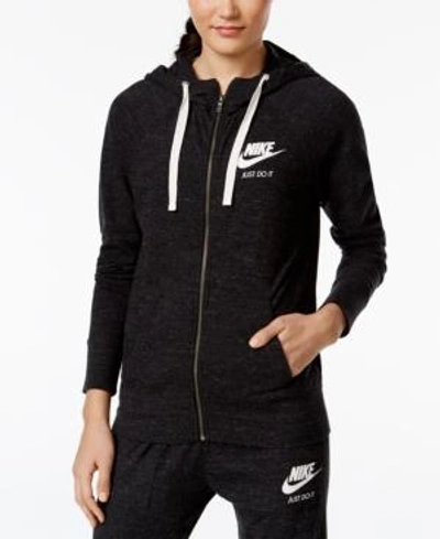 Shop Nike Women's Gym Vintage Full-zip Hoodie In Black