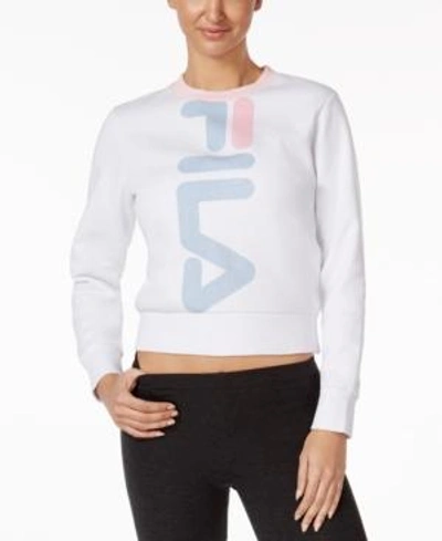 Shop Fila Mona Logo Sweatshirt In White/skyway