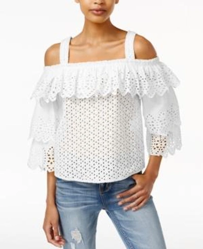 Shop Endless Rose Cotton Cold-shoulder Top In Off White