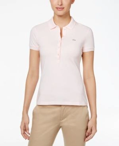 Shop Lacoste Short Sleeve Slim Fit Stretch Pique Polo Shirt In Flamingo