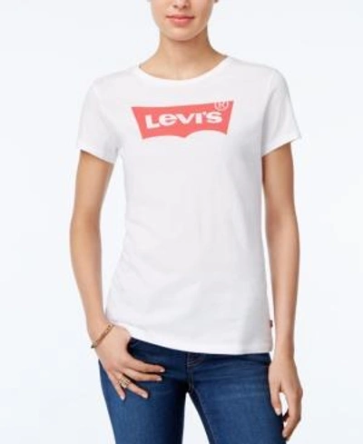 Shop Levi's Cotton Batwing Logo Graphic T-shirt In Batwing White