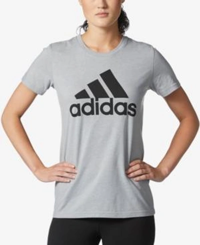Shop Adidas Originals Adidas Classic Logo T-shirt In Medium Grey Heather/black