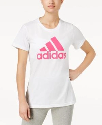Shop Adidas Originals Adidas Classic Logo T-shirt In White/pink