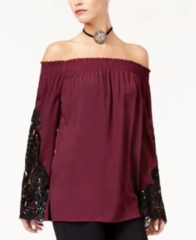 Shop Kobi Halperin Kobi Off-the-shoulder Top, Created For Macy's In Burgundy