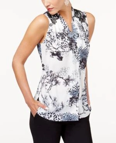 Shop Kobi Halperin Kobi Lace-trim Top, Created For Macy's In White/blue Multi