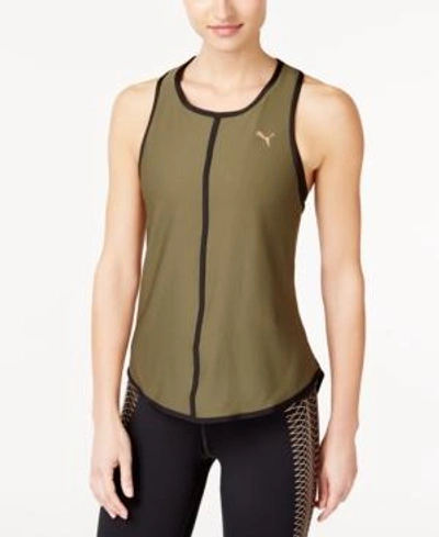 Shop Puma Explosive Drycell Mesh-back Tank Top In Olive Night