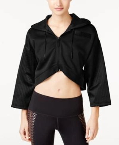 Shop Puma Quilted Cropped Zip Hoodie In  Black