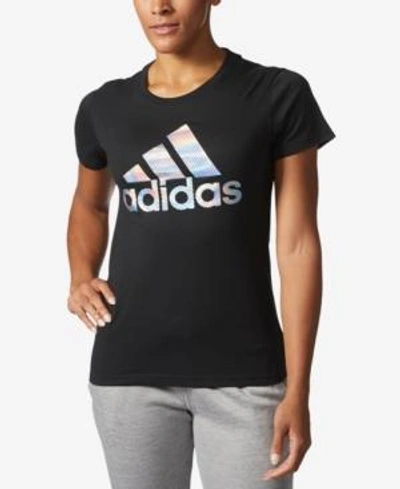 Shop Adidas Originals Adidas Holographic Printed Logo T-shirt In Black