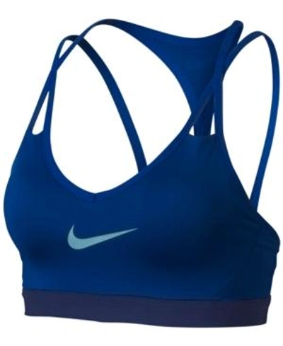 Shop Nike Pro Indy Cooling Low-impact Sports Bra In Blue Jay