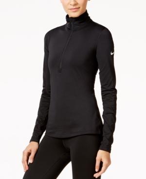 nike pro warm half zip top in black