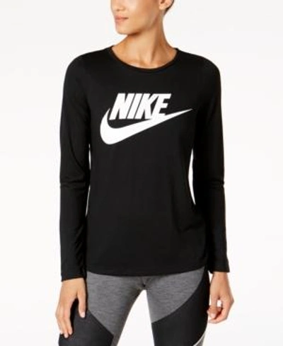 Shop Nike Sportswear Essential Long-sleeve Top In Black/white