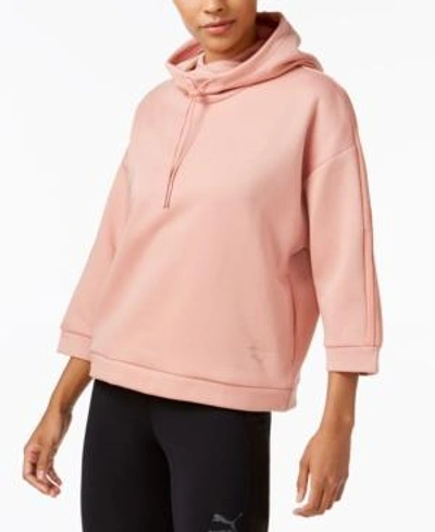 Shop Puma Funnel-neck Hoodie In Cameo