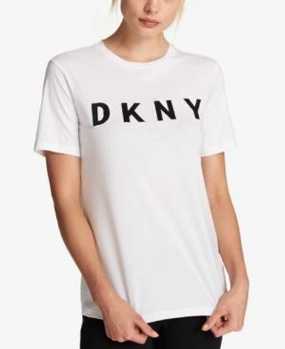 Shop Dkny Cotton Logo-print T-shirt In White/black