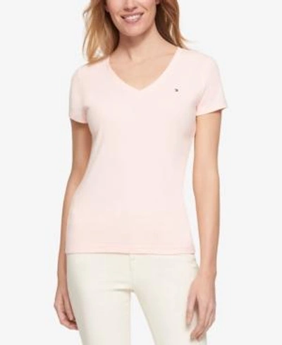 Shop Tommy Hilfiger Women's V-neck T-shirt, Created For Macy's In Ballerina Pink