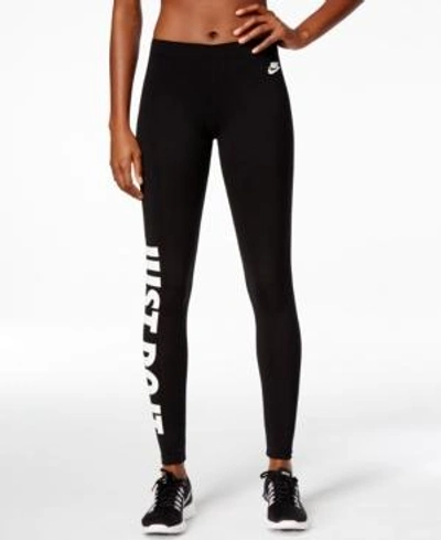 Shop Nike Leg-a-see Just Do It Dri-fit Leggings In Black/white
