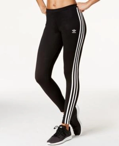 Shop Adidas Originals Logo-striped Leggings In Black