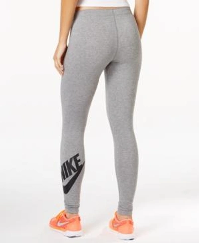 Shop Nike Leg-a-see Logo Leggings In Carbon Heather/black