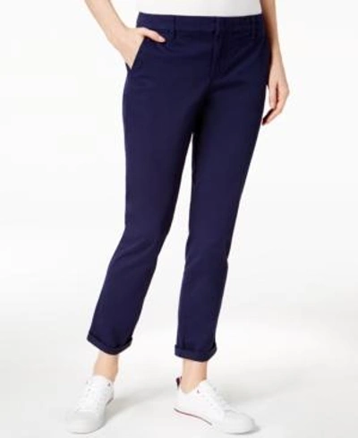 Shop Tommy Hilfiger Cuffed Chino Straight-leg Pants, Created For Macy's In Masters Navy