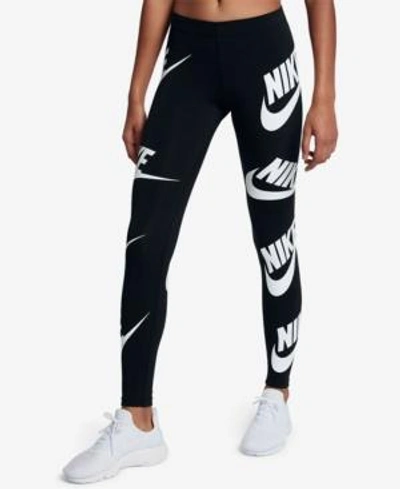 Shop Nike Sportswear Logo Leggings In Black/white