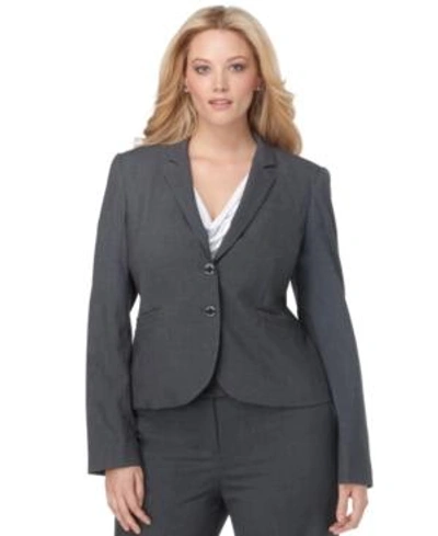 Shop Calvin Klein Plus Size Two-button Jacket In Charcoal