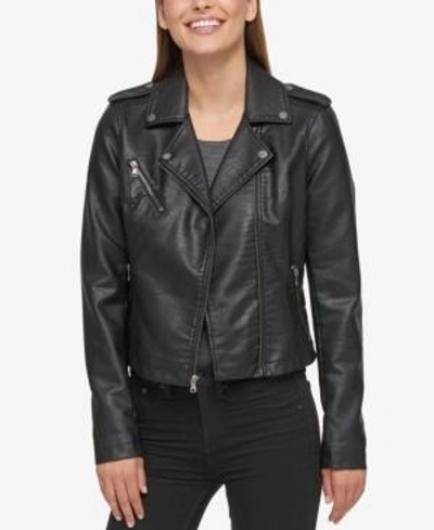 Shop Levi's Faux-leather Moto Jacket In Black