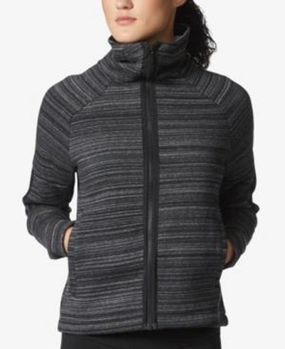 Shop Adidas Originals Adidas Printed High-collar Fleece Jacket In Black