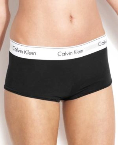 Shop Calvin Klein Modern Cotton Logo Boyshort Underwear F3788 In Black