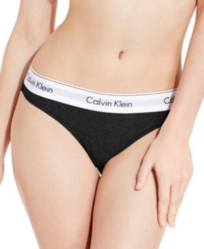 Shop Calvin Klein Women's Modern Cotton Thong Underwear F3786 In Black