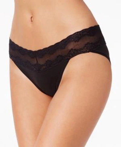 Shop Natori Bliss Perfection Lace-waist Bikini Underwear 756092 In Black