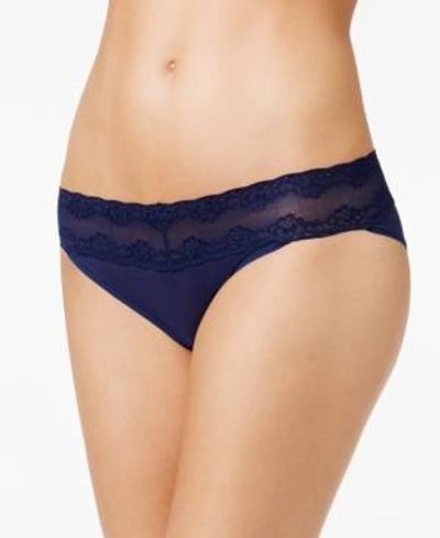 Shop Natori Bliss Perfection Lace-waist Bikini Underwear 756092 In Midnight