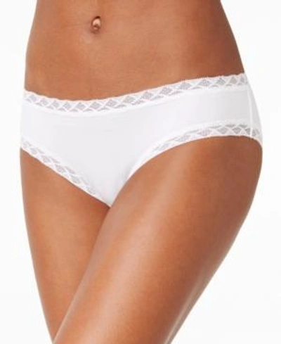 Shop Natori Bliss Lace-trim Cotton Brief Underwear 156058 In White
