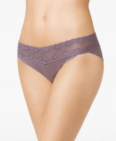 Shop Natori Bliss Perfection Lace-waist Bikini Underwear 756092 In Gunmetal