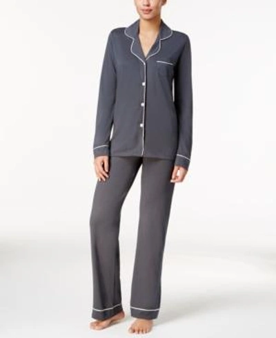 Shop Cosabella Bella Satin-trim Long-sleeve Pajama Set Amore9641, Online Only In Grey