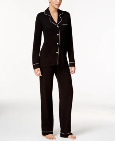 Shop Cosabella Bella Satin-trim Long-sleeve Pajama Set Amore9641, Online Only In Black