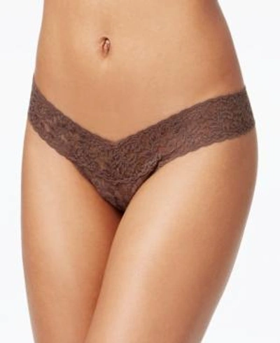 Shop Gucci Women's Signature Lace Low Rise Thong In Cappuccino