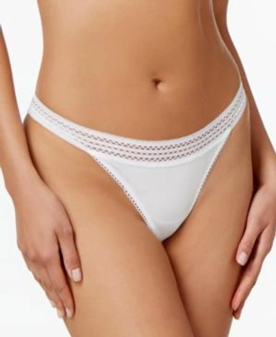 Shop Dkny Lace Trim Thong Underwear Dk5007 In Poplin White