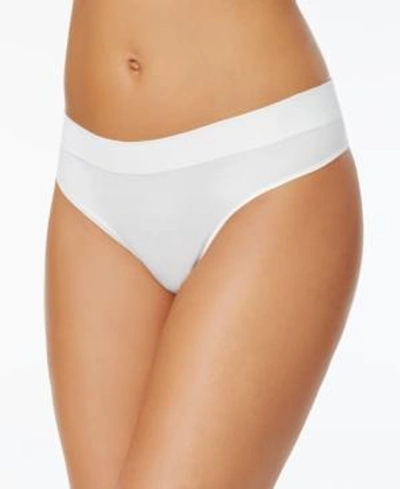 Shop Dkny Seamless Litewear Thong Underwear Dk5016 In Poplin White
