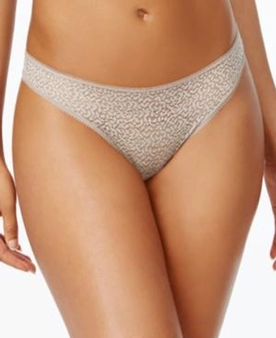 Shop Dkny Modern Lace Satin-trim Thong Underwear Dk5013 In Champagne