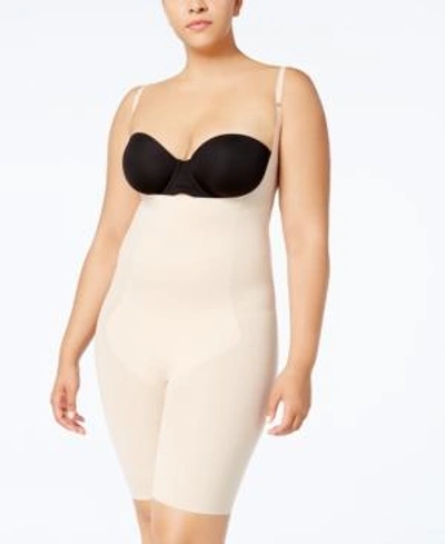 Shop Spanx Women's Plus Size Thinstincts Open-bust Mid-thigh Bodyshaper 10021p In Soft Nude